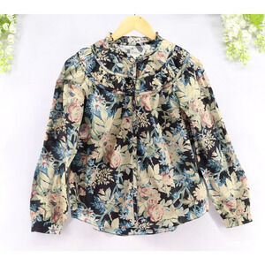 Anthropologie La Vie Rebecca Taylor Women's Queenie Ruffled Floral Blouse Sz S